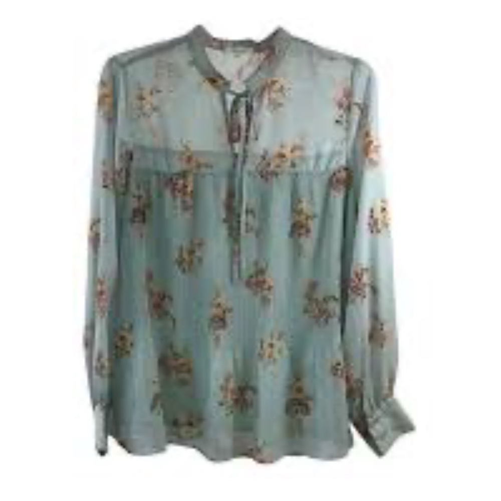 Pleione Long Sleeve Sheer Blouse Women Size M Very good Condition SZ Medium